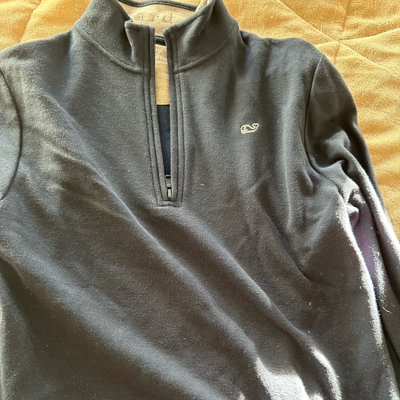 Boys XL Vineyard Vines Navy Quarter zip - Picture 2 of 3
